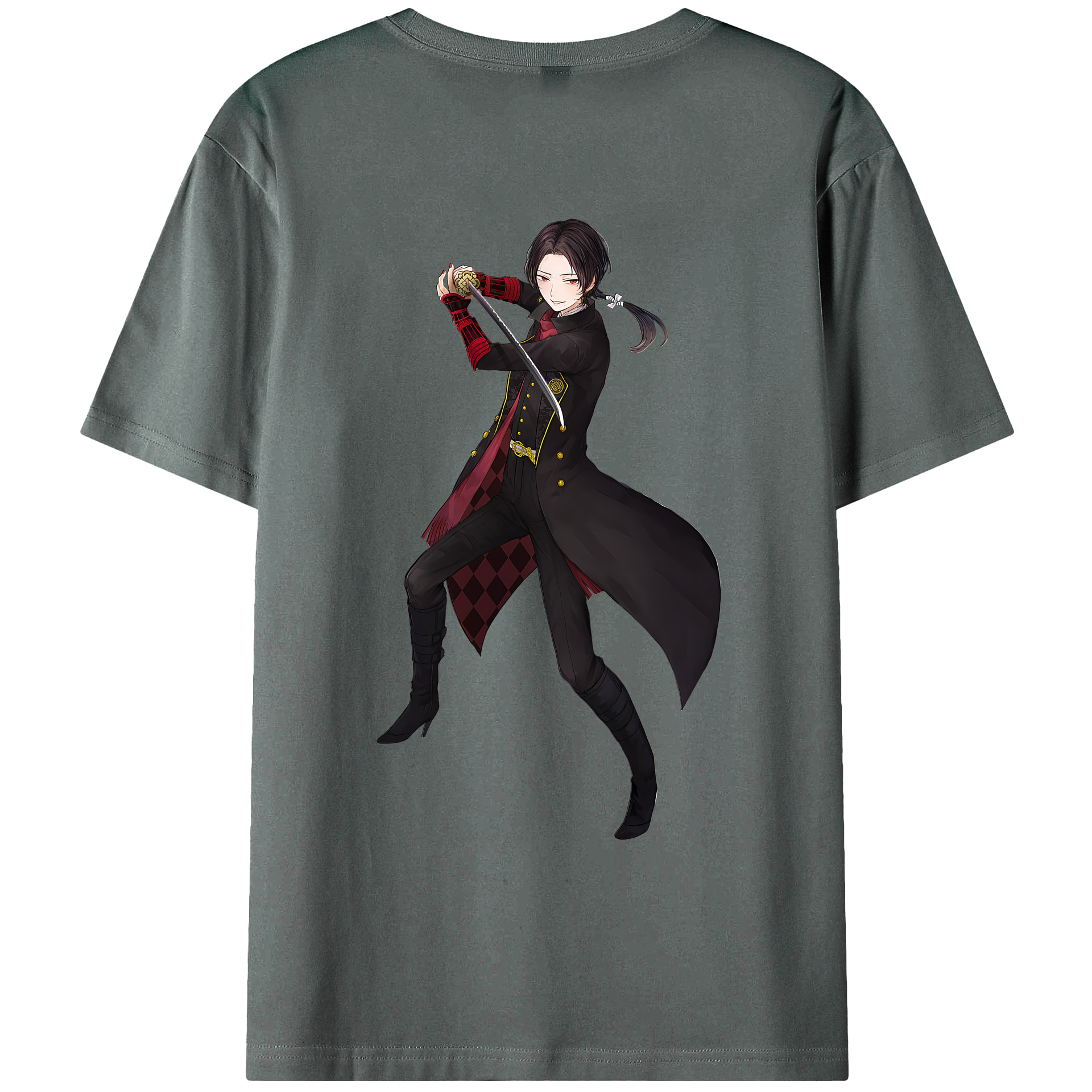 （画像用） 刀剣乱舞 Touken Ranbu 綿100％ メンズ半袖Tシャツ（バックプリント） 通気性
